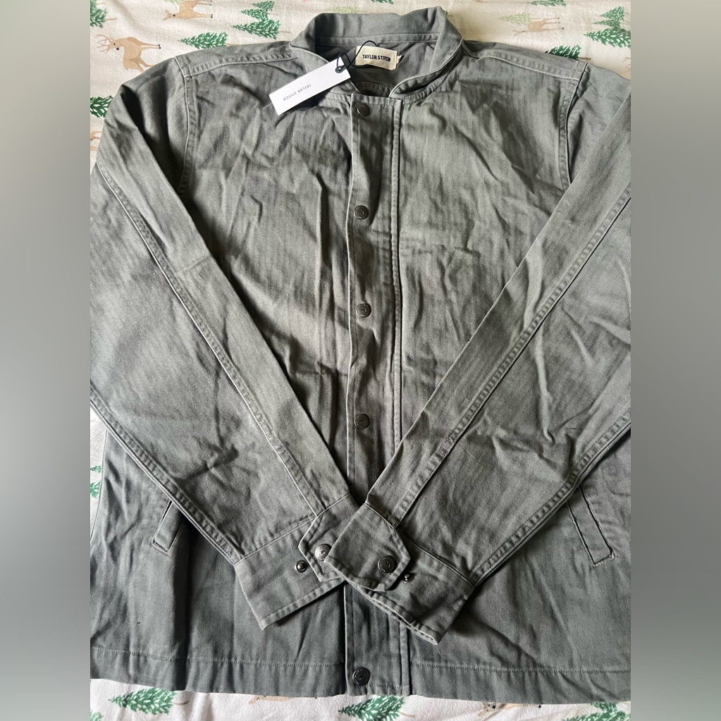 Rare Taylor Stitch The Bomber Jacket In Washed Slate Herringbone Sz 42